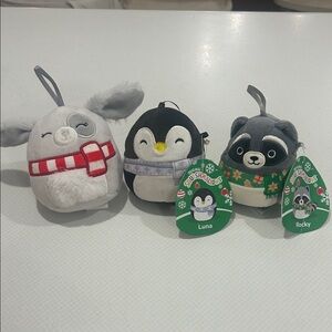 Squishmallows Festive Plush Trio - Gray, Black, and Dark Gray
